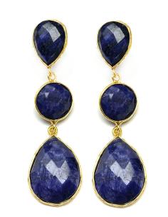 PENDIENTES LARGOS CON PIEDRAS SEMIPRECIOSAS PARA VESTIR EN BODAS