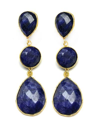 PENDIENTES LARGOS CON PIEDRAS SEMIPRECIOSAS PARA VESTIR EN BODAS