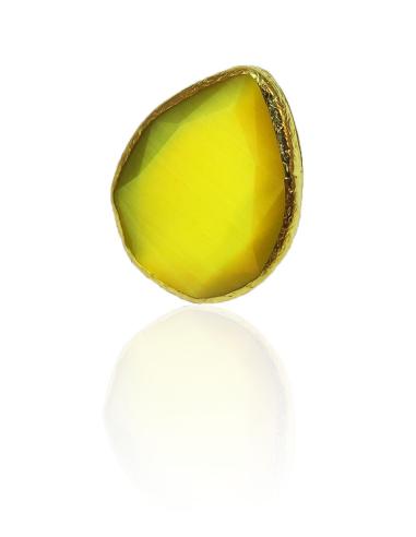 ANILLOS AMARILLOS GRANDES DE PIEDRA NATURAL