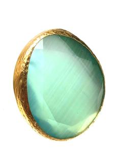 ANILLOS GRANDES VERDES TONO AGUA FABULOSO CORTE DE PIEDRA NATURAL