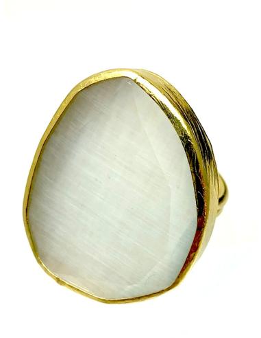 FINOS ANILLOS DE MUJER BLANCOS CON PIEDRAS DE OJO DE GATO