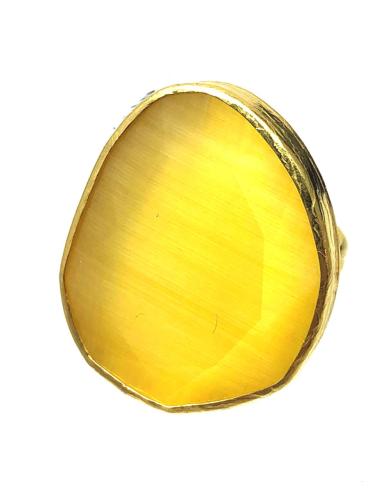 ANILLOS DE PIEDRAS OJO DE GATO EN ESTE INTENSO COLOR AMARILLO