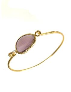 PULSERAS CHAPADAS EN ORO DECORADAS CON PIEDRAS PARA MUJER