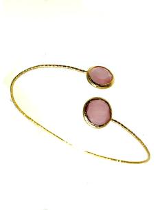 PULSERAS DE MUJER CHAPADAS EN ORO CON VISTOSAS PIEDRAS ROSAS