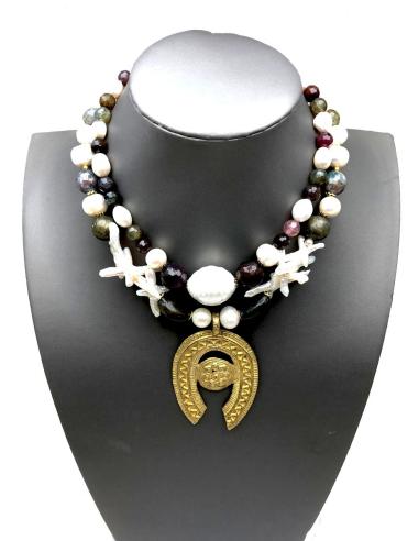 COLLARES MUJER JOYAS ETNICAS CON PERLAS BARROCAS Y PIEDRAS NATURALES DE LABRADORITA