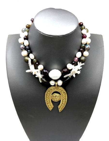 COLLARES MUJER JOYAS ETNICAS CON PERLAS BARROCAS Y PIEDRAS NATURALES DE LABRADORITA