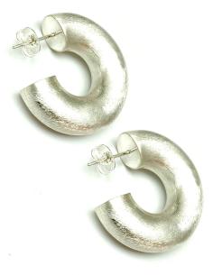 PENDIENTES DE ARO CON BAÑO DE PLATA MATE PARA MUJER