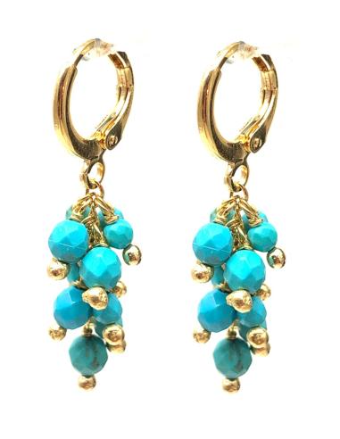 PENDIENTES DE ARO CASCADA DE TURQUESA DISEÑOS DE MODA