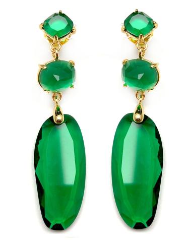 PENDIENTES DE MUJER LARGOS VERDES CHAPADOS PERFECTOS PARA BODAS