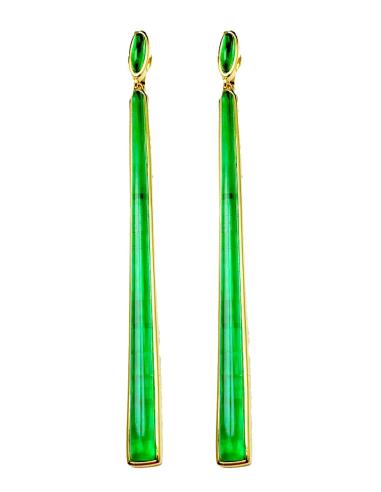 PENDIENTES DE MUJER LARGOS VERDES SOFISTICACION Y ELEGANCIA EN SU ROSTRO