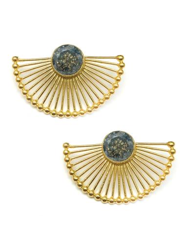 PENDIENTES DE MUJER GRISES PRECIOSO DISEÑO DE ABANICO