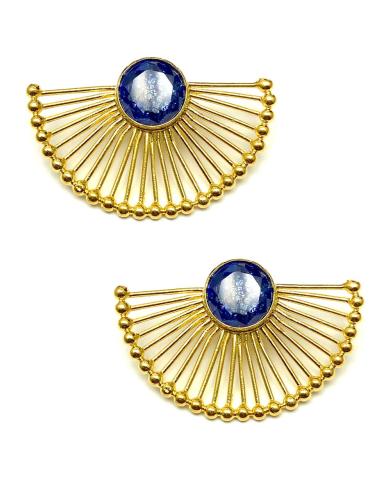 PENDIENTES DE MUJER AZULES PRECIOSO DISEÑO DE ABANICO