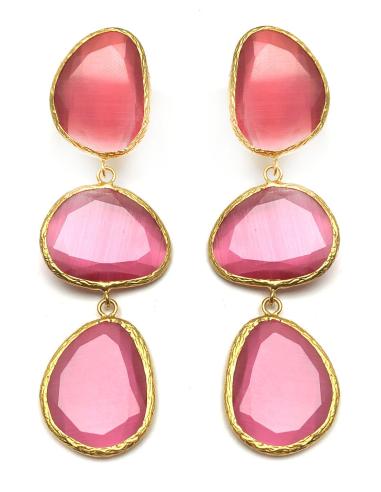 PENDIENTES ROSAS LARGOS CON PIEDRAS GRANDES QUE SIENTAN FENOMENAL