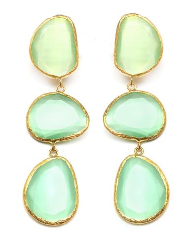 PENDIENTES LARGOS VERDE AGUA CON PIEDRAS GRANDES MUY FAVORECEDORES
