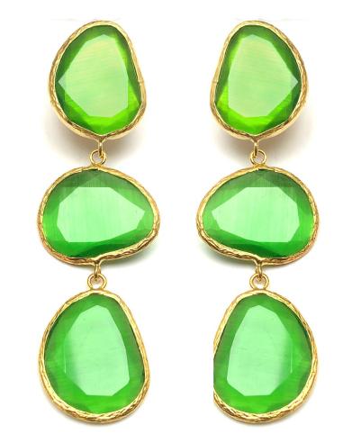 PENDIENTES LARGOS VERDES CON PIEDRAS GRANDES QUE QUEDAN FABULOSOS