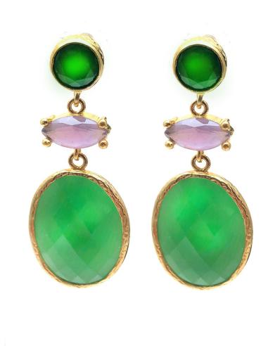 PENDIENTES VERDE ESMERALDA ELEGANTEMENTE DECORADOS CON COLOR