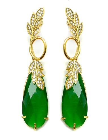 FABULOSOS PENDIENTES LARGOS EN VERDE ESMERALDA PARA CEREMONIAS