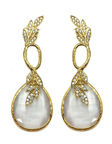PENDIENTES LARGOS DE PIEDRAS SEMIPRECIOSAS Y CIRCONITAS
