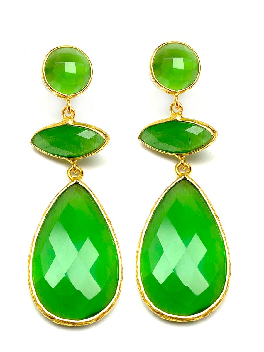 pendientes largos joyas modernas pendientes colgantes Pendientes de jade verde esmeralda joyas para mujer pendientes de piedras semi preciosas