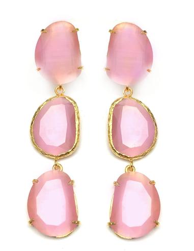 PRECIOSOS PENDIENTES LARGOS DE BISUTERIA FINA CHAPADA EN ORO