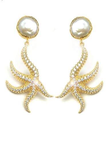 PENDIENTES ORIGINALES CON ESTRELLAS DE MAR Y CIRCONITAS