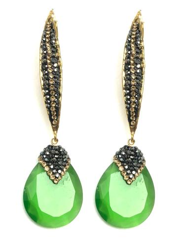 PENDIENTES LARGOS CON DISEÑOS EXCLUSIVOS CON PIEDRAS VERDES
