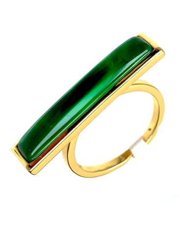 ANILLOS DE MUJER VERDES CHAPADOS EN ORO Y POMELATO