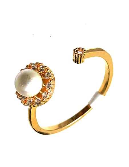 ANILLOS Y SORTIJAS CON PERLAS DE MUJER EN BISUTERIA DORADA