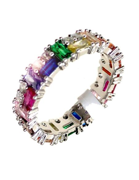 ANILLOS DE MUJER CON PEDRERIA EN BISUTERIA FINA EN PLATEADO