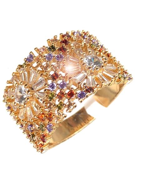 ANILLOS DORADOS PARA MUJER CON PEDRERIA FINA DE COLOR