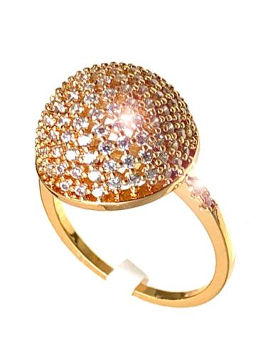 ANILLOS ELEGANTES DE BISUTERIA DORADA CON FINO PAVES
