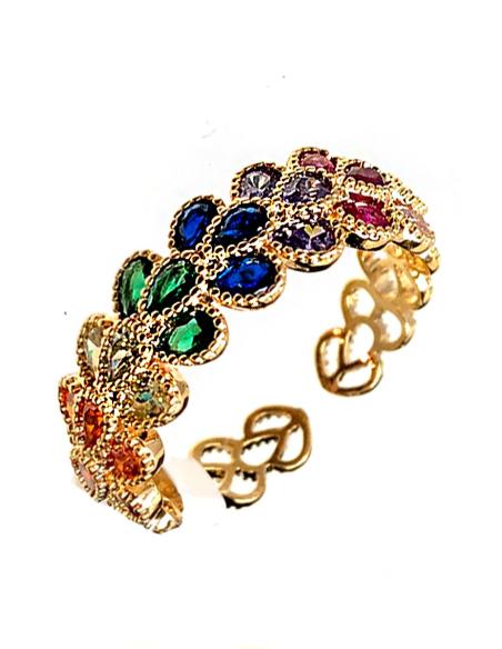 ANILLOS DE MUJER DORADOS CON PRECIOSO DISEÑO MULTICOLOR