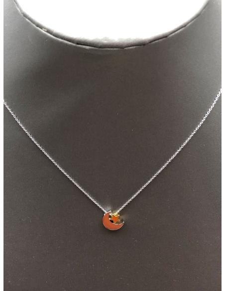 COLLARES DE BISUTERIA FINA BICOLOR CON LUNA Y ESTRELLITA