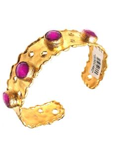 PRECIOSOS BRAZALETES FUCSIAS CHAPADOS EN ORO PARA TRAJES DE INVITADA