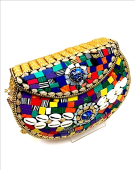 BOLSOS DE FIESTA DE MODA TIPO COFRE EN MULTICOLOR CON CONCHAS 2