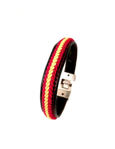 PULSERAS HOMBRE CUERO BANDERA DE ESPAÑA A LO LARGO