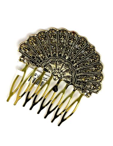 BONITAS PEINETAS PARA BODAS DISEÑO DE ABANICO DORADO ENVEJECIDO