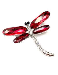 BROCHES ELEGANTES PARA MUJER BONITA LIBELULA ROJA