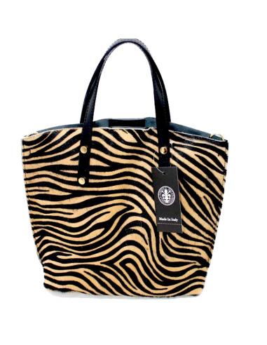 BOLSOS PIEL MUJER PIELDE POTRO VARIAS TEXTURAS CEBRA MARRON
