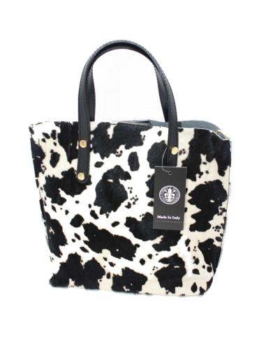 BOLSO PIEL MUJER PIEL DE POTRO VARIAS TEXTURA VACA BLANCA Y NEGRA