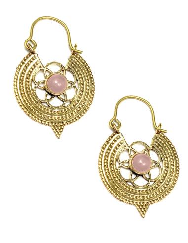 PENDIENTES DE ARO PARA MUJER CON DETALLES EN CUARZO ROSA