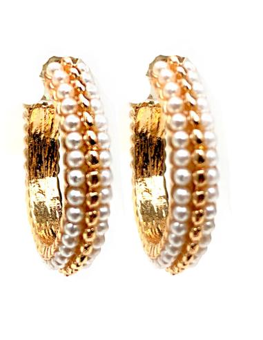 PENDIENTES DE BISUTERIA FINA DE AROS CON PERLAS MUY ELEGANTES