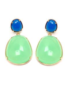 PENDIENTES DE BISUTERIA PRECIOSO DUO DE COLOR VERDE Y AZUL