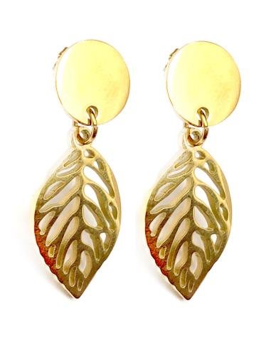 PENDIENTES DORADOS CON PRECIOSO DISEÑO DE HOJAS
