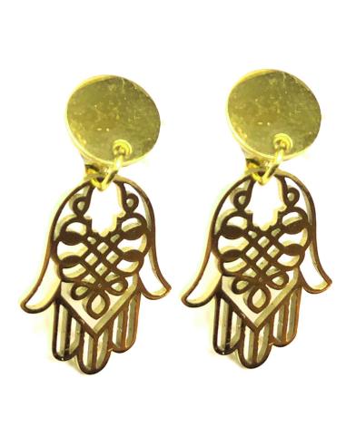 PENDIENTES DORADOS CON BONITA MANO DE FATIMA