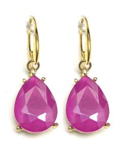 PENDIENTES FUCSIAS DE LAGRIMA Y GANCHO HIPPIE