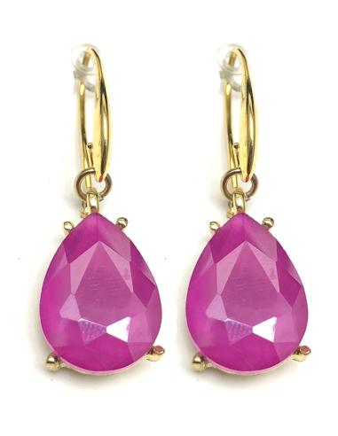 PENDIENTES FUCSIAS DE LAGRIMA Y GANCHO HIPPIE