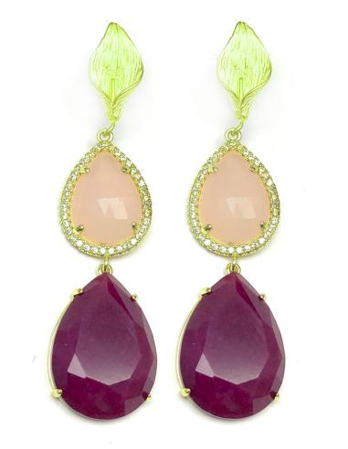 PENDIENTES DE MUJER MORADOS DECORADOS CON CIRCONITAS