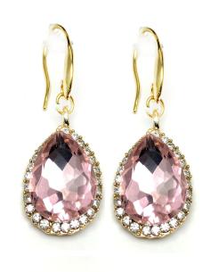 PENDIENTES DE MUJER ROSAS DE BISUTERIA Y CRISTAL BRILLO