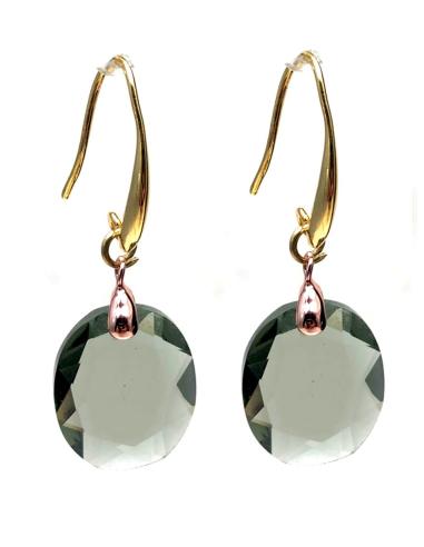 PENDIENTES DE MUJER CON LAGRIMA DE CRISTAL DE JOYERIA FUCSIA